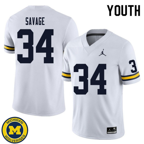 Youth Michigan Wolverines #34 Osman Savage White University Football Jersey